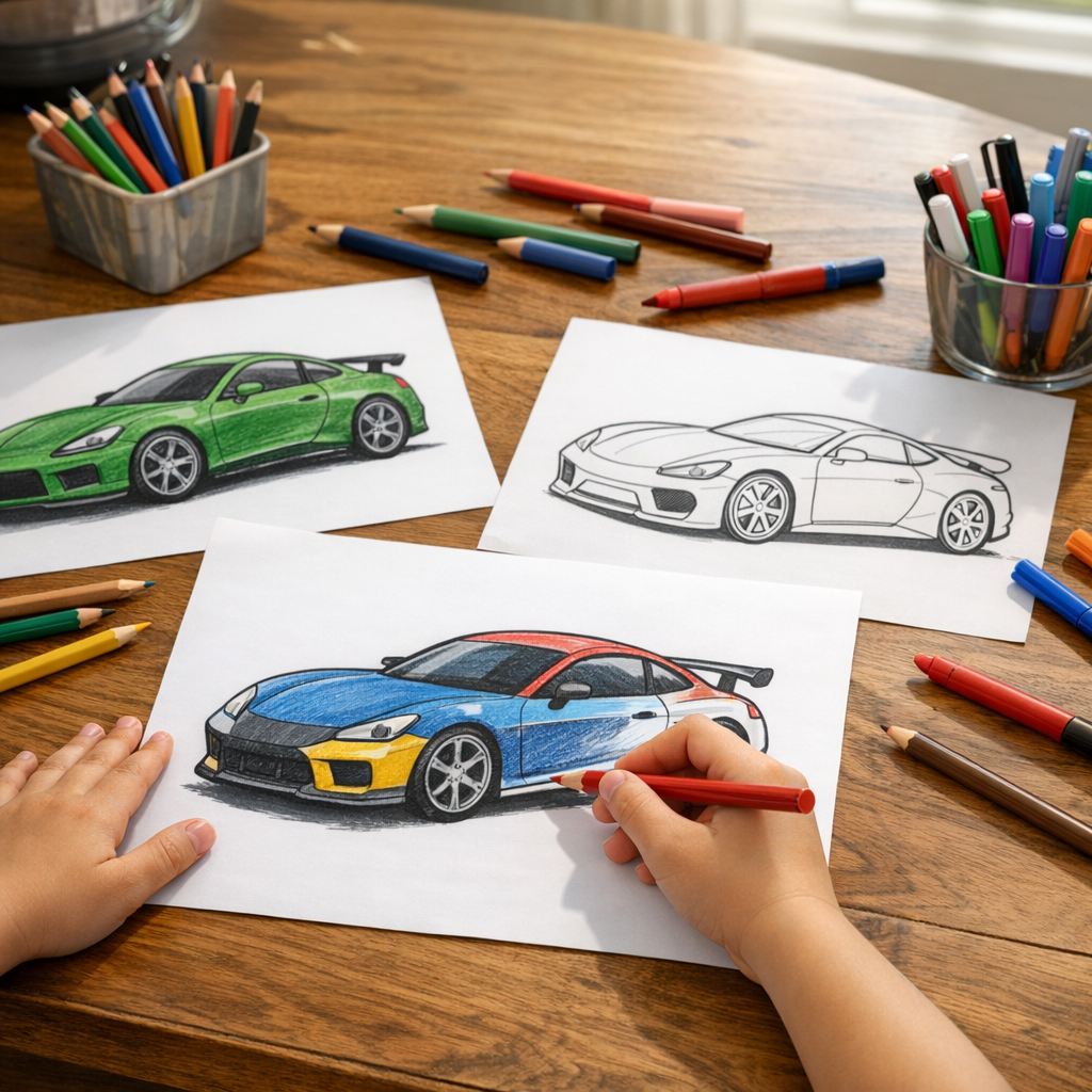 Coloriage voiture à imprimer : modèles gratuits par âge
