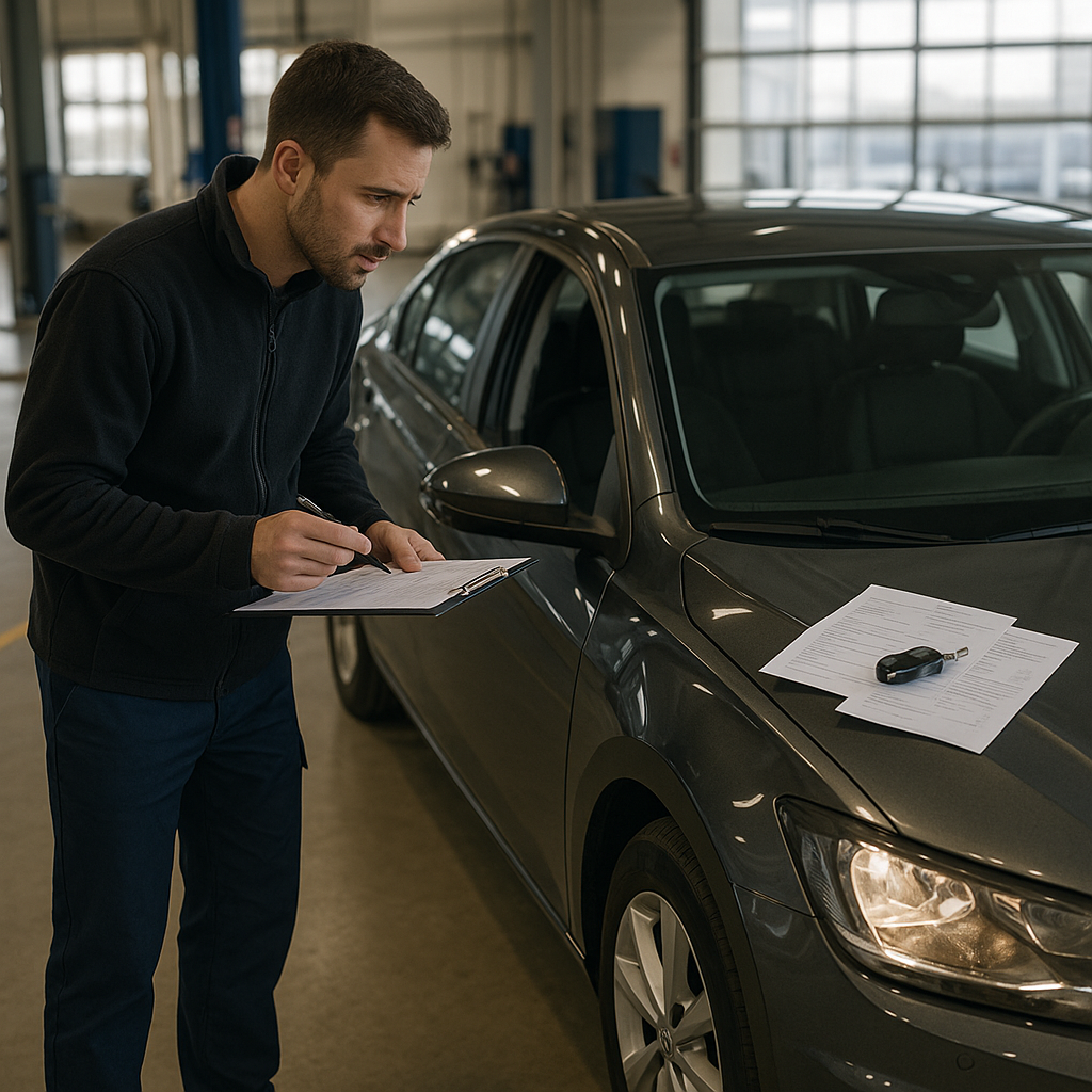 Contrôle technique d'une voiture en LOA avant restitution