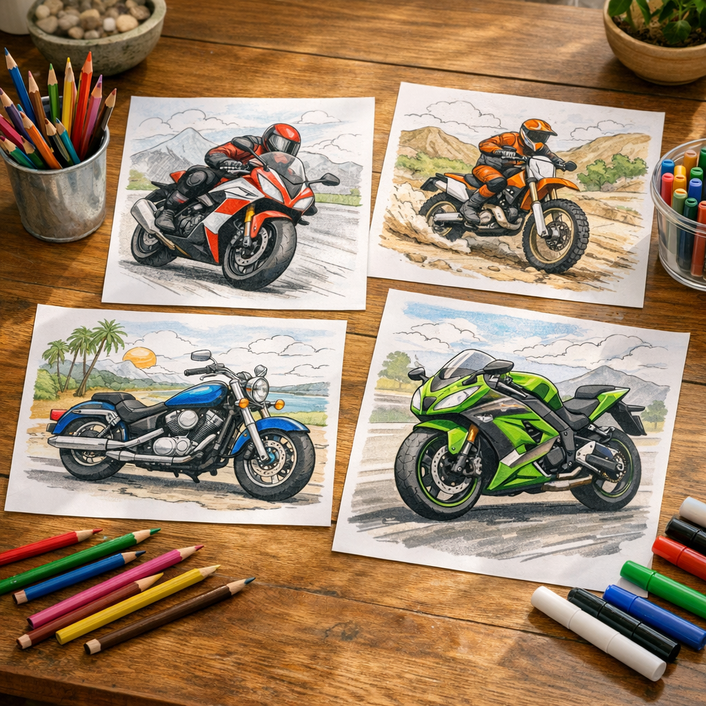 Dessins motos à imprimer : les meilleurs modèles gratuits