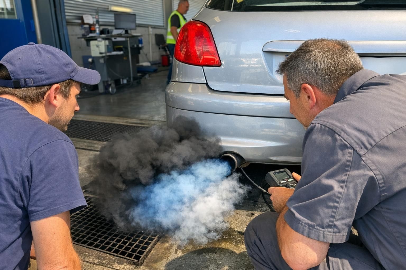 Pourquoi contrôle technique voiture qui fume noir bleu blanc ?