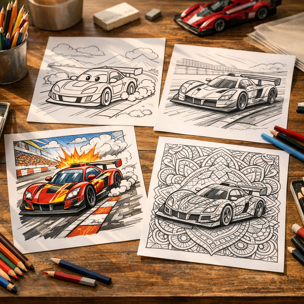 Les meilleurs styles de coloriage voiture de course à proposer